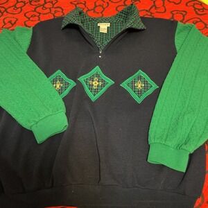 Koret Sport Winter 1/4 Zip Sweater Shoulder Pads Grandma Core 80s Retro XL